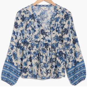 Lucky Brand split neck peasant top (small)